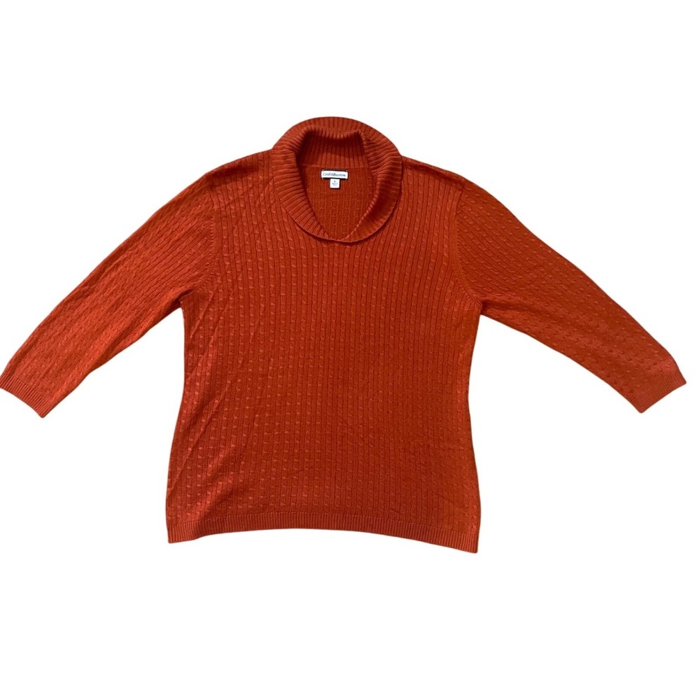 Croft & Barrow Cable Knit Cowl Sweater Orange Womens XL Light Academia Preppy
